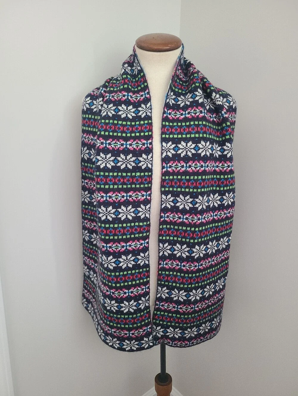 Vintage Deadstock Aerie Scarf Fair Isle Nordic Y2K Preppy Snowflake Crazy Stripe